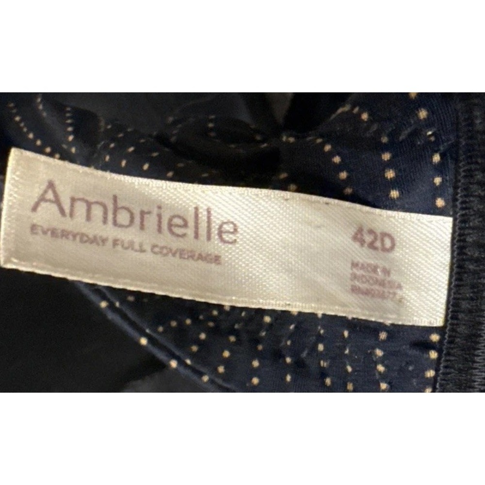 Ambrielle Black Everyday Full Coverage Bra Smooth Cup Support Sz 42D New - Picture 3 of 4